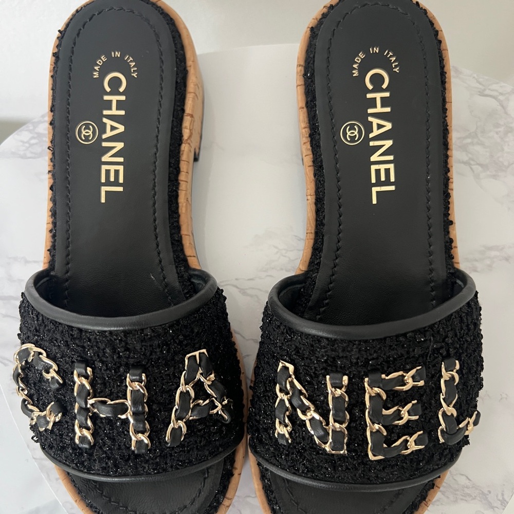 Chic Black Mules with Gold Accents